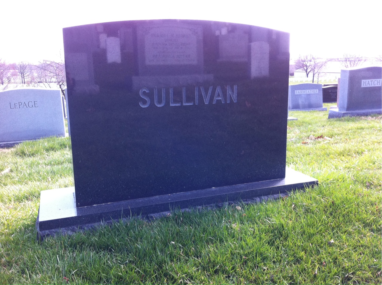 Back of headstone — William A Sullivan