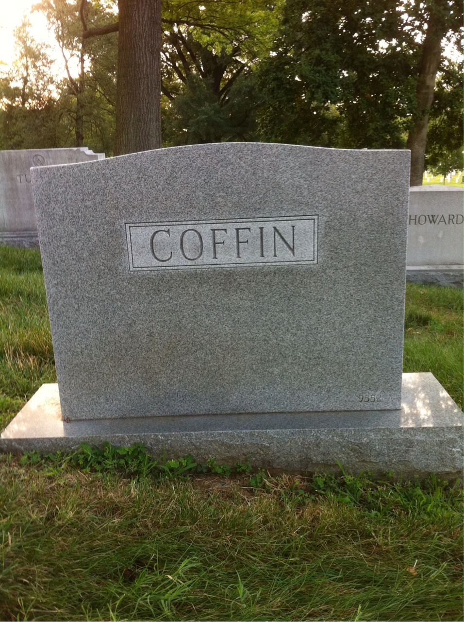 Back of headstone — Sanford Coffin