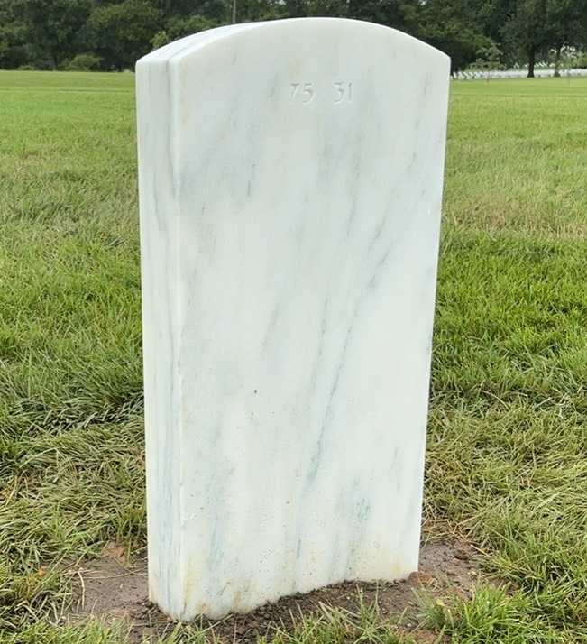 Back of headstone — David Cox
