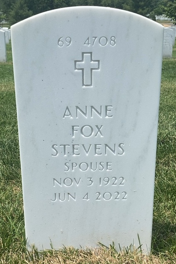 Back of headstone — John Stevens