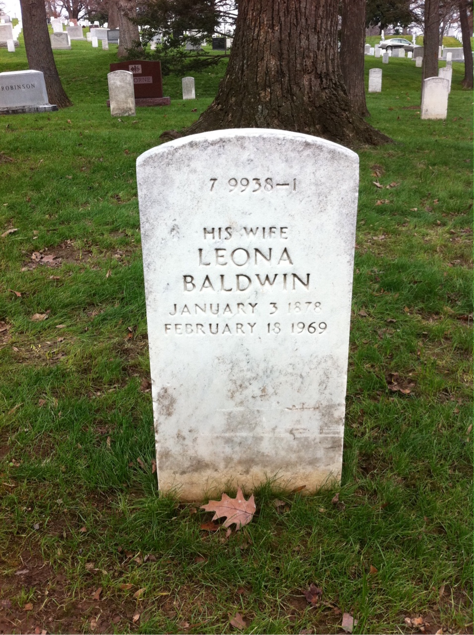 Back of headstone — Leona Mckee