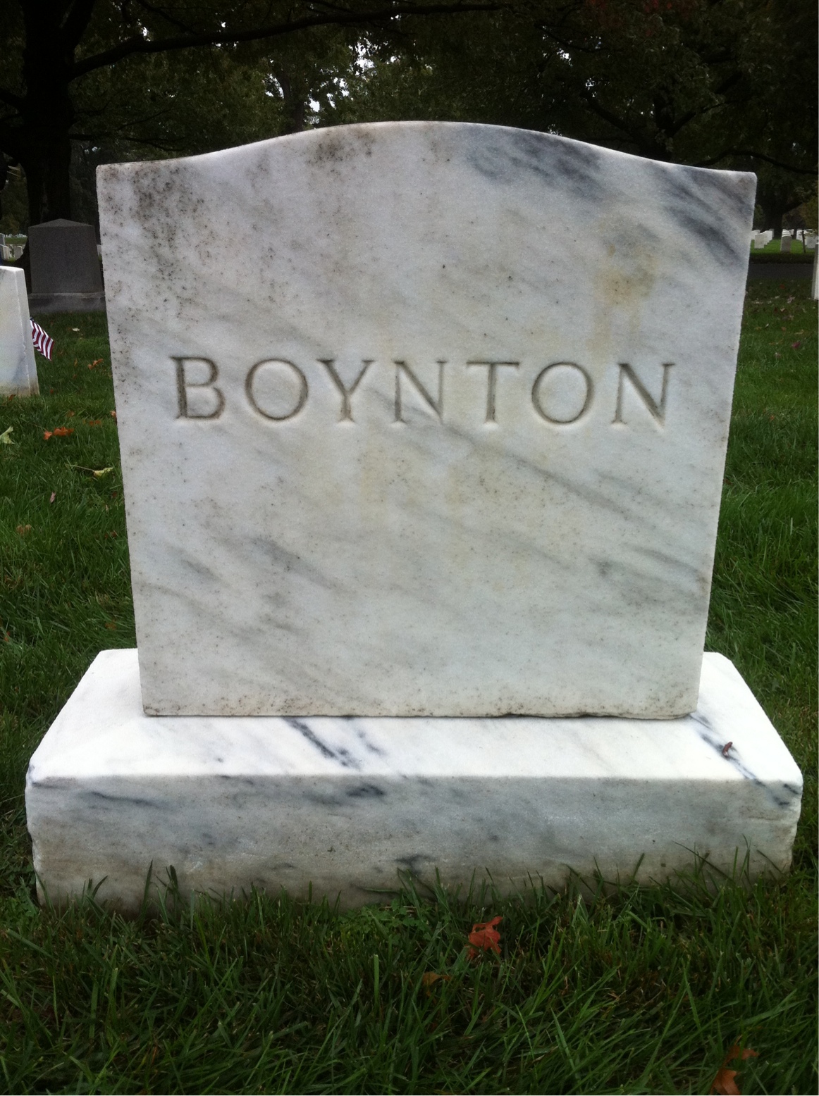 Back of headstone — Charles Boynton