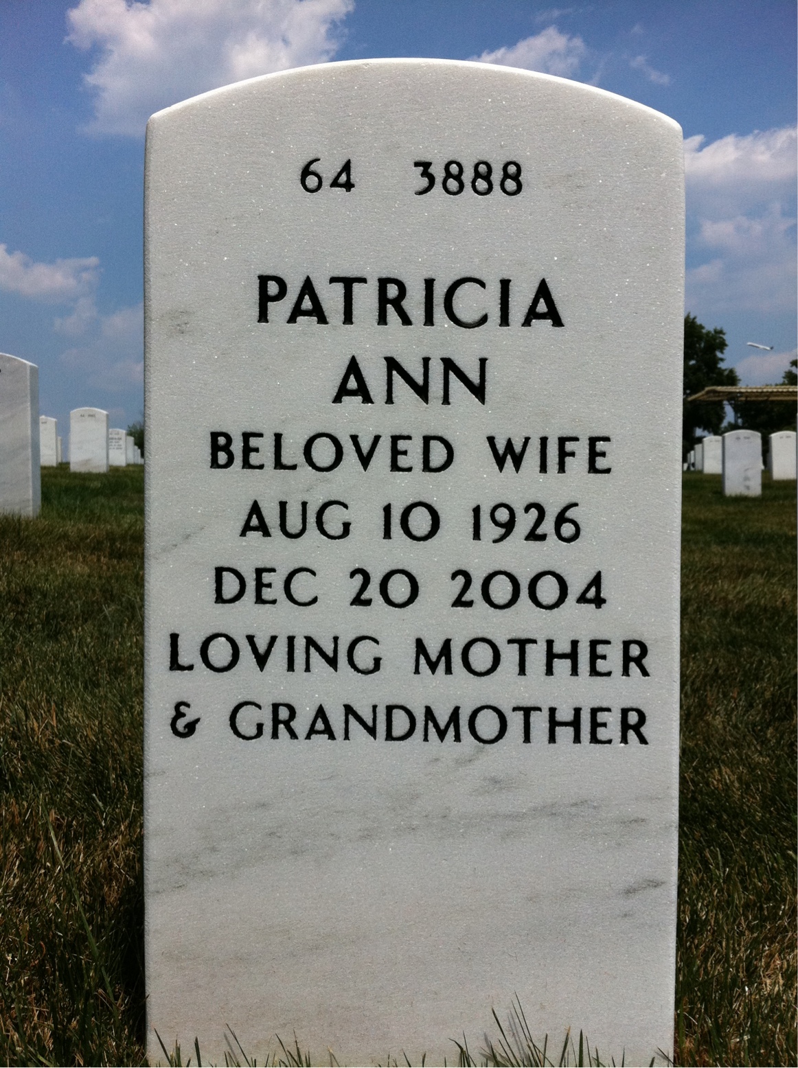 Back of headstone — John Kupko