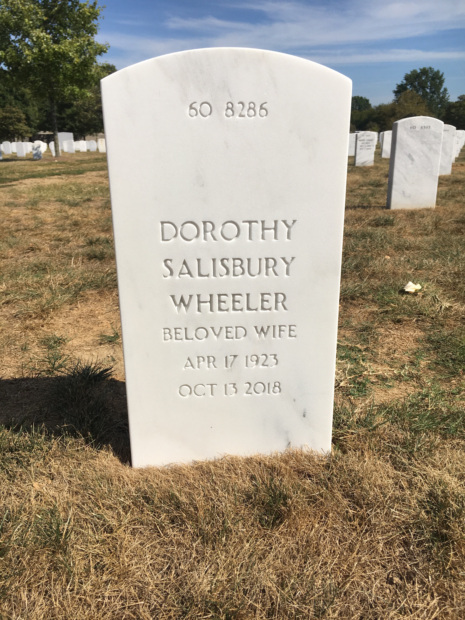 Back of headstone — Roger Wheeler