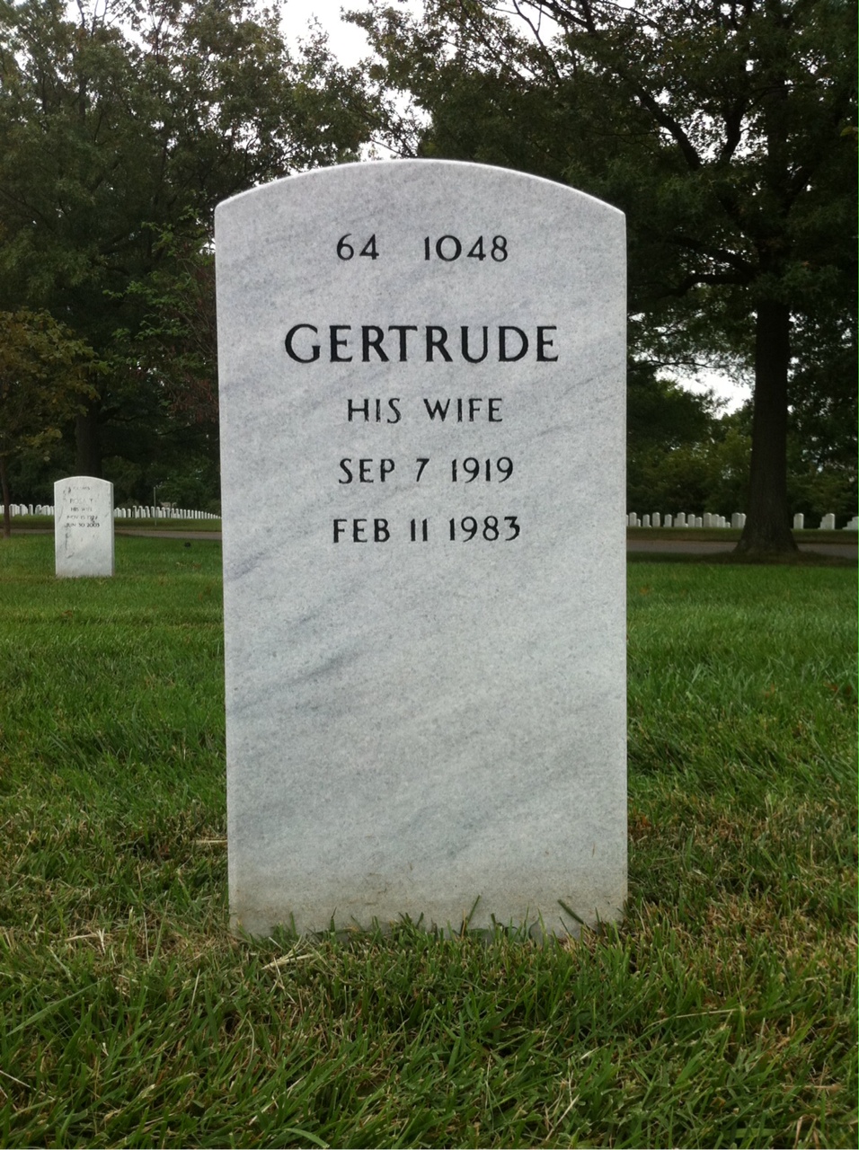 Back of headstone — William V Schroff