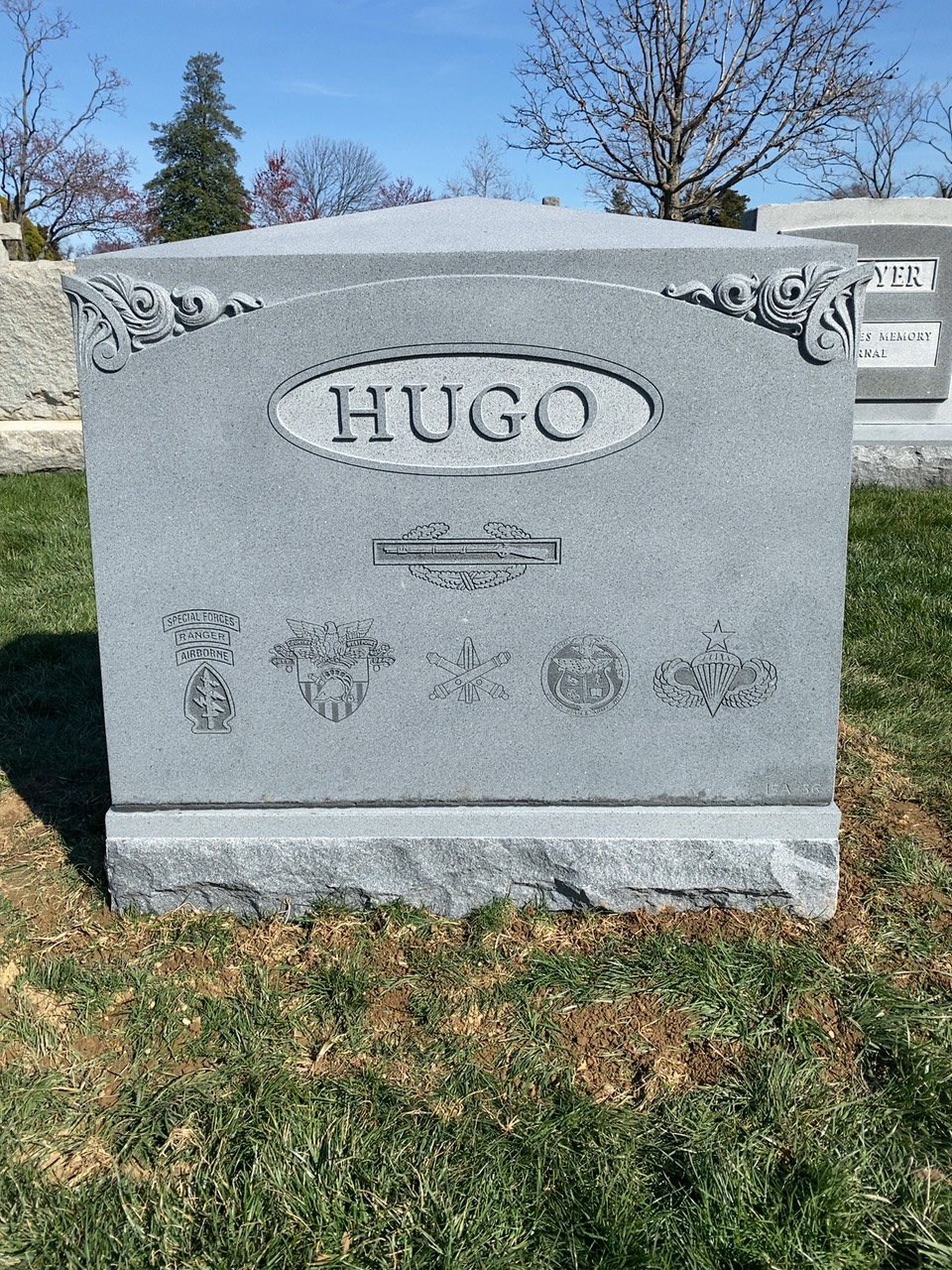 Back of headstone — Victor Joseph Hugo