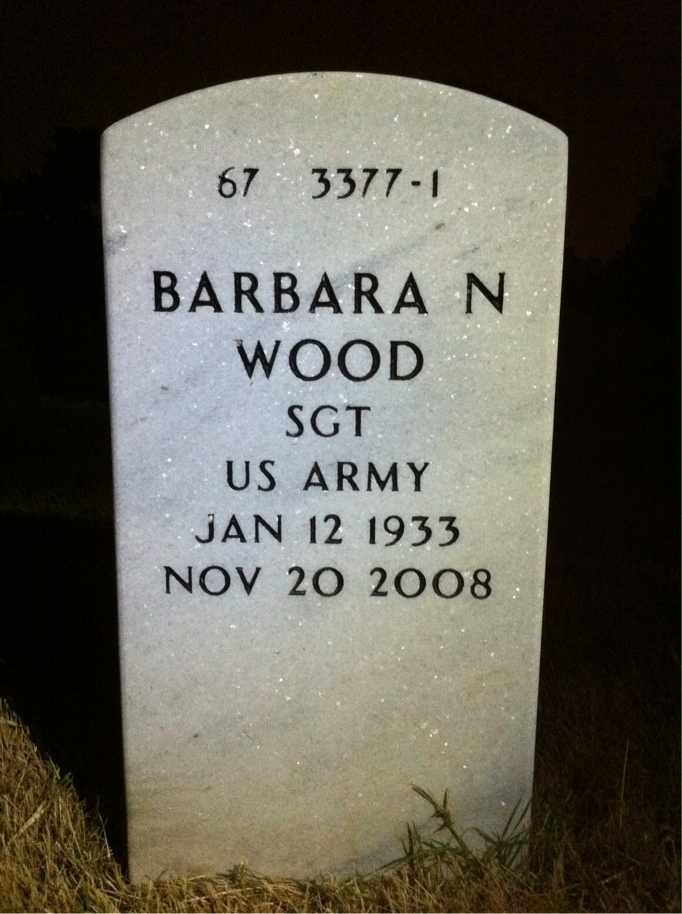 Back of headstone — Irvin Wood
