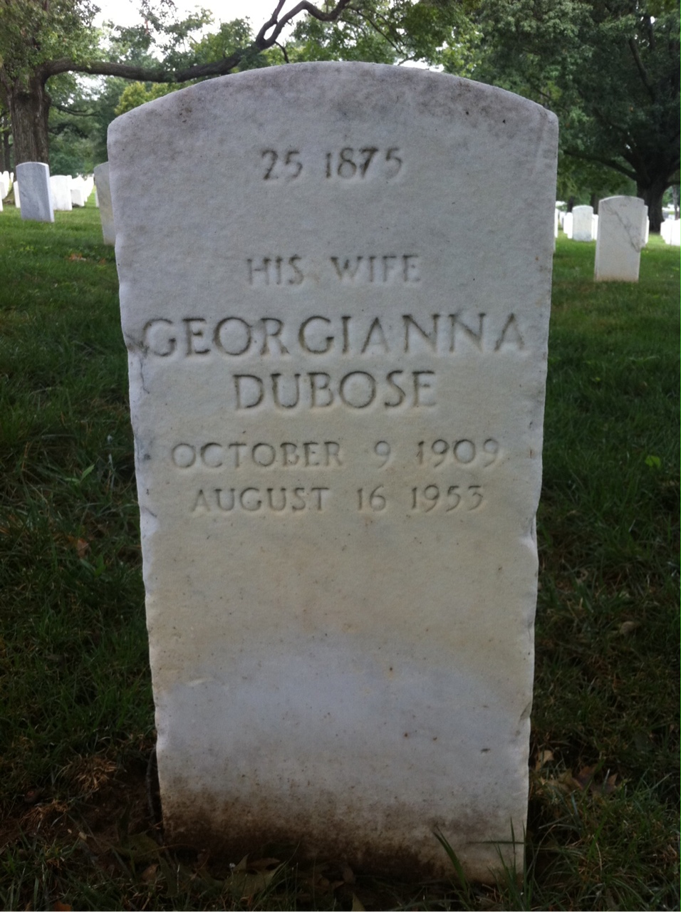 Back of headstone — Georgianna Albert