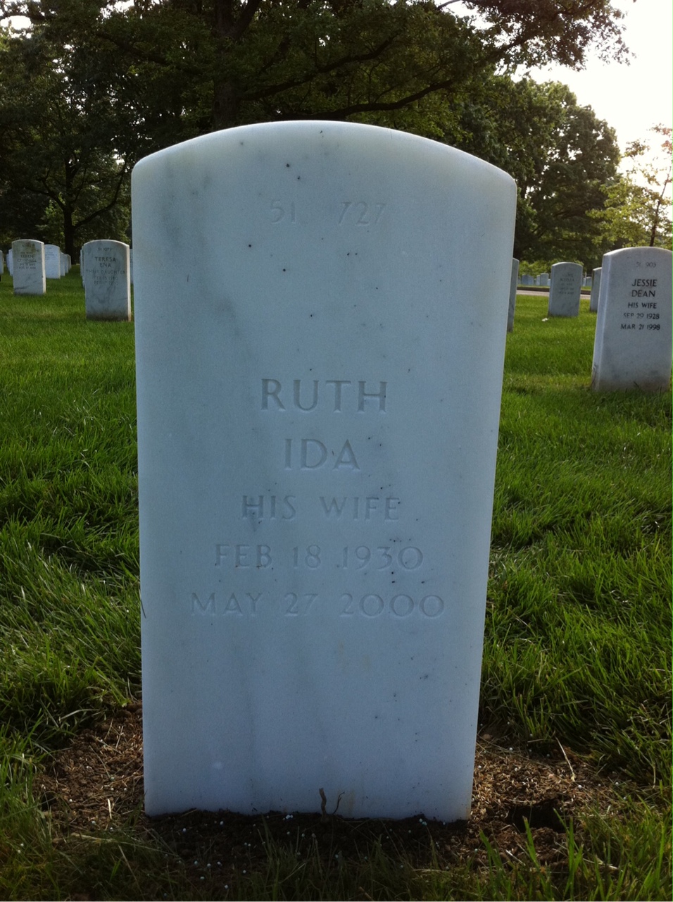 Back of headstone — Albert Miner