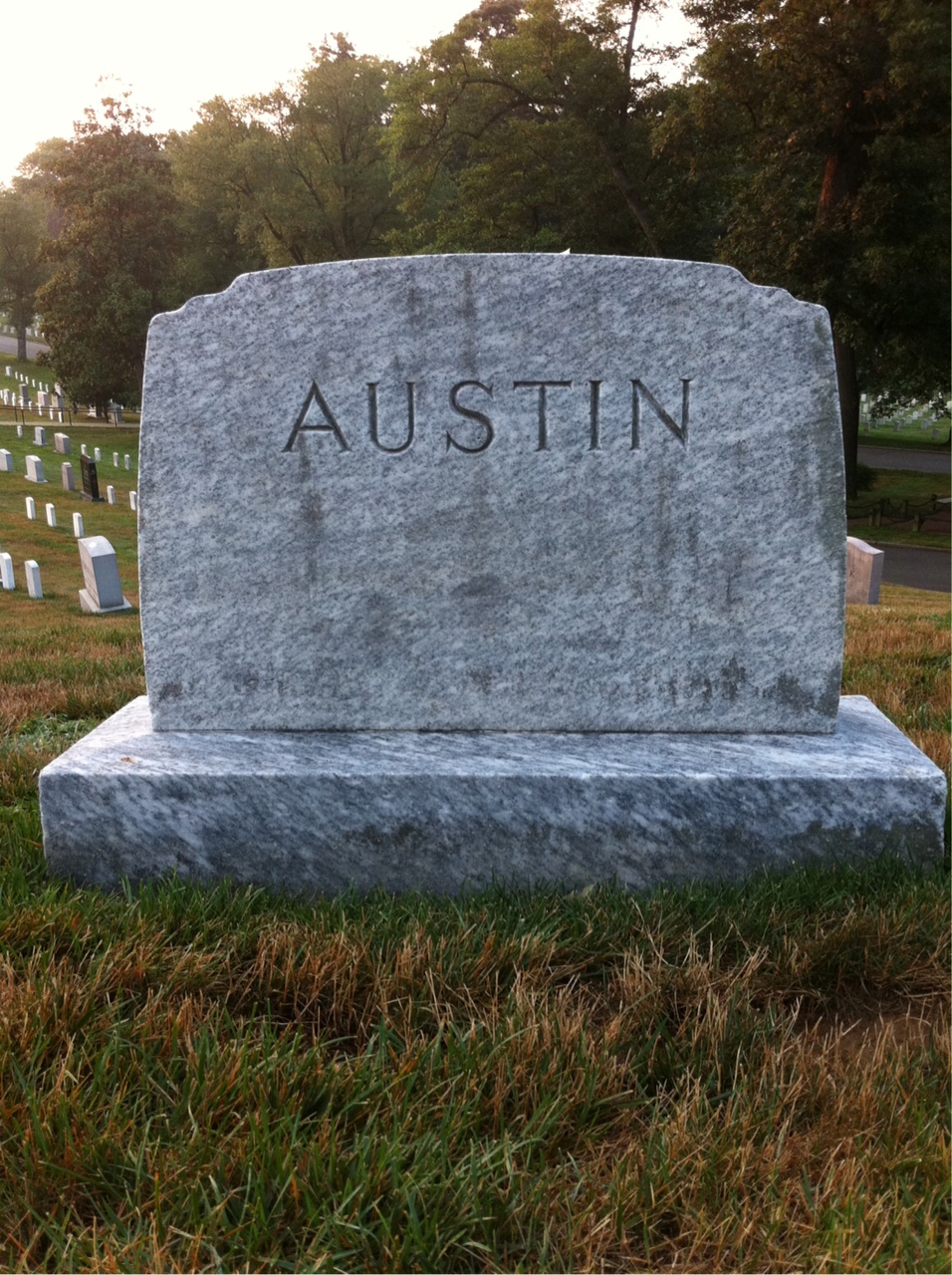 Back of headstone — Benjamin Austin