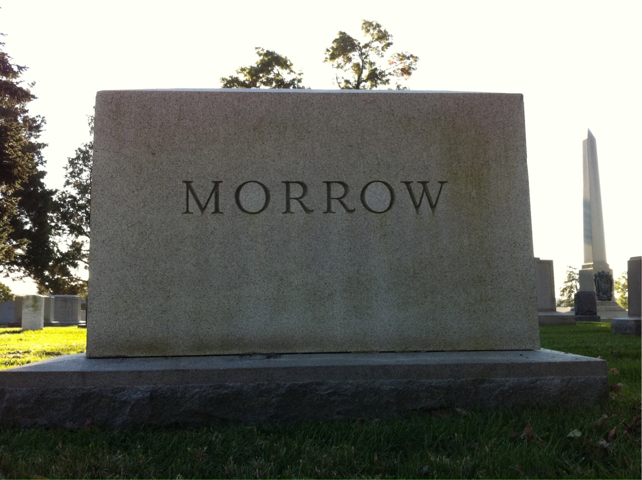 Back of headstone — William Morrow
