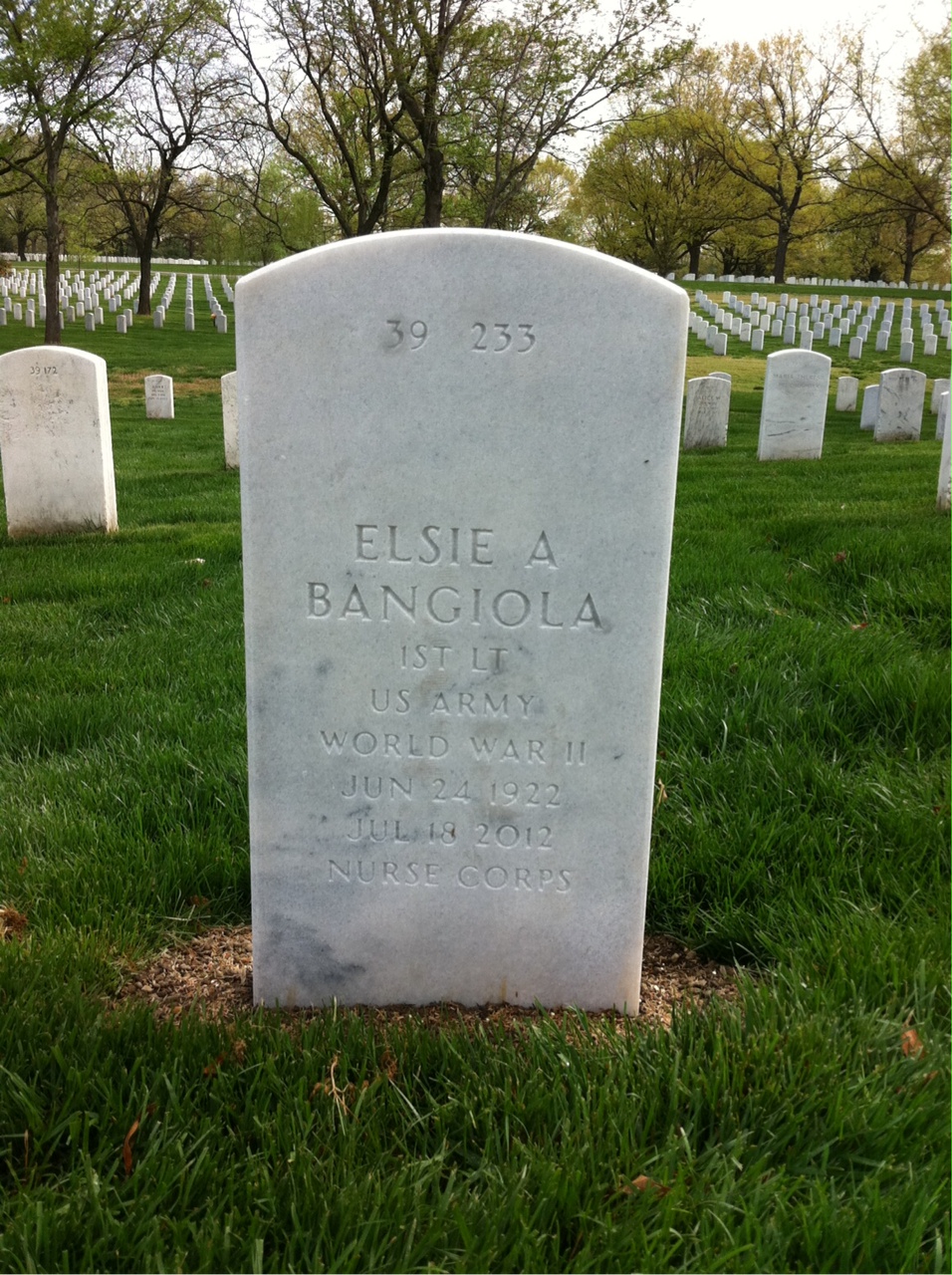 Back of headstone — Paul Bangiola