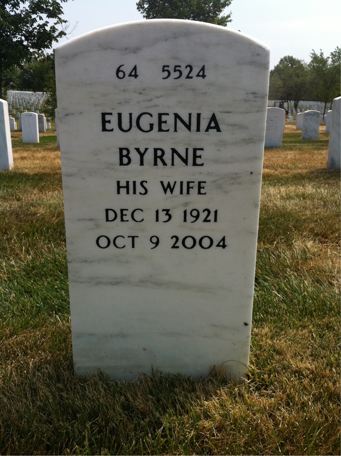 Back of headstone — Eubert Malone