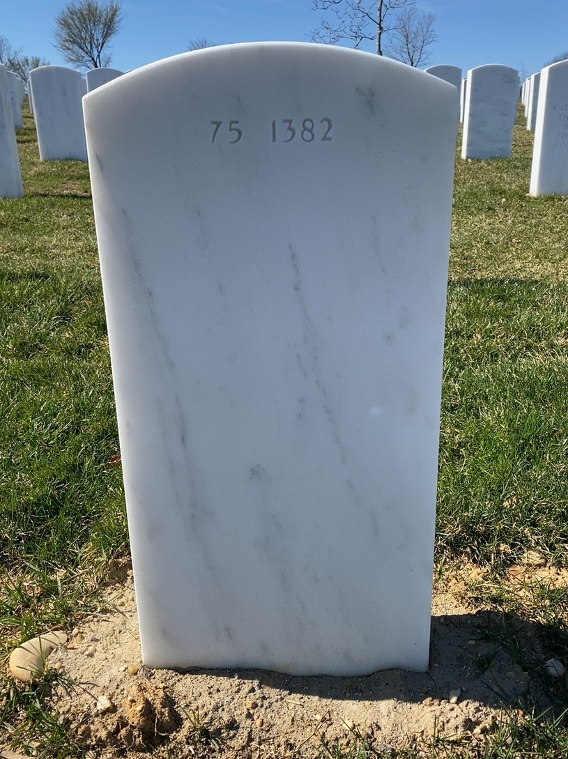 Back of headstone — Harry Aine