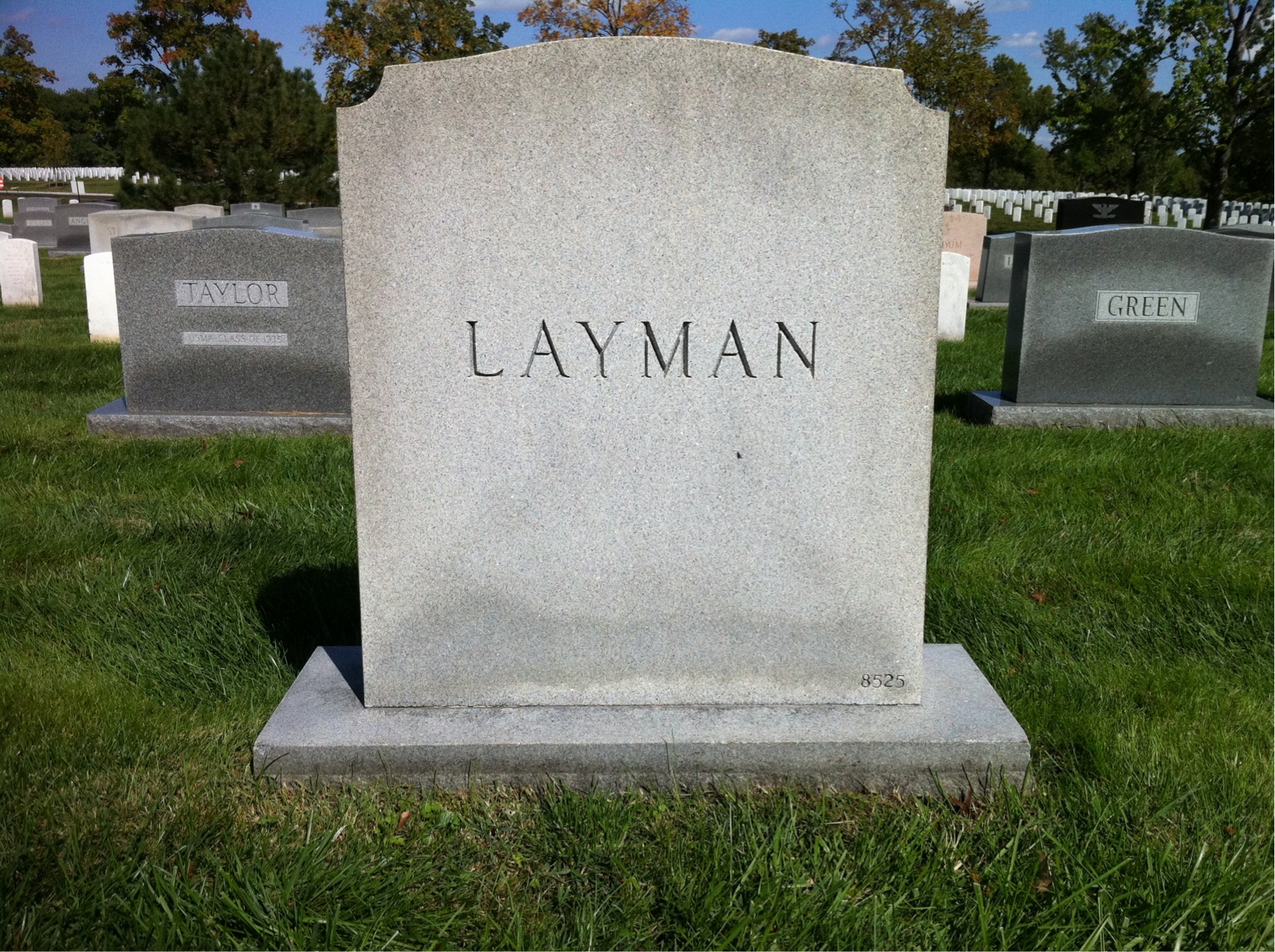 Back of headstone — Richard Layman