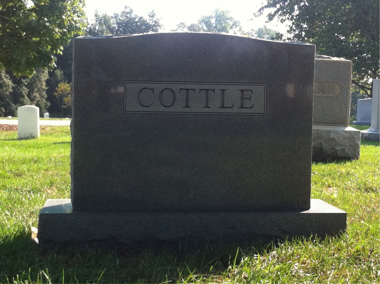 Back of headstone — Robert Cottle