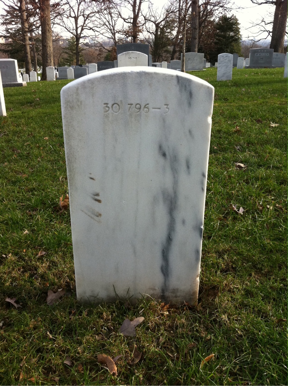 Back of headstone — John Barrett
