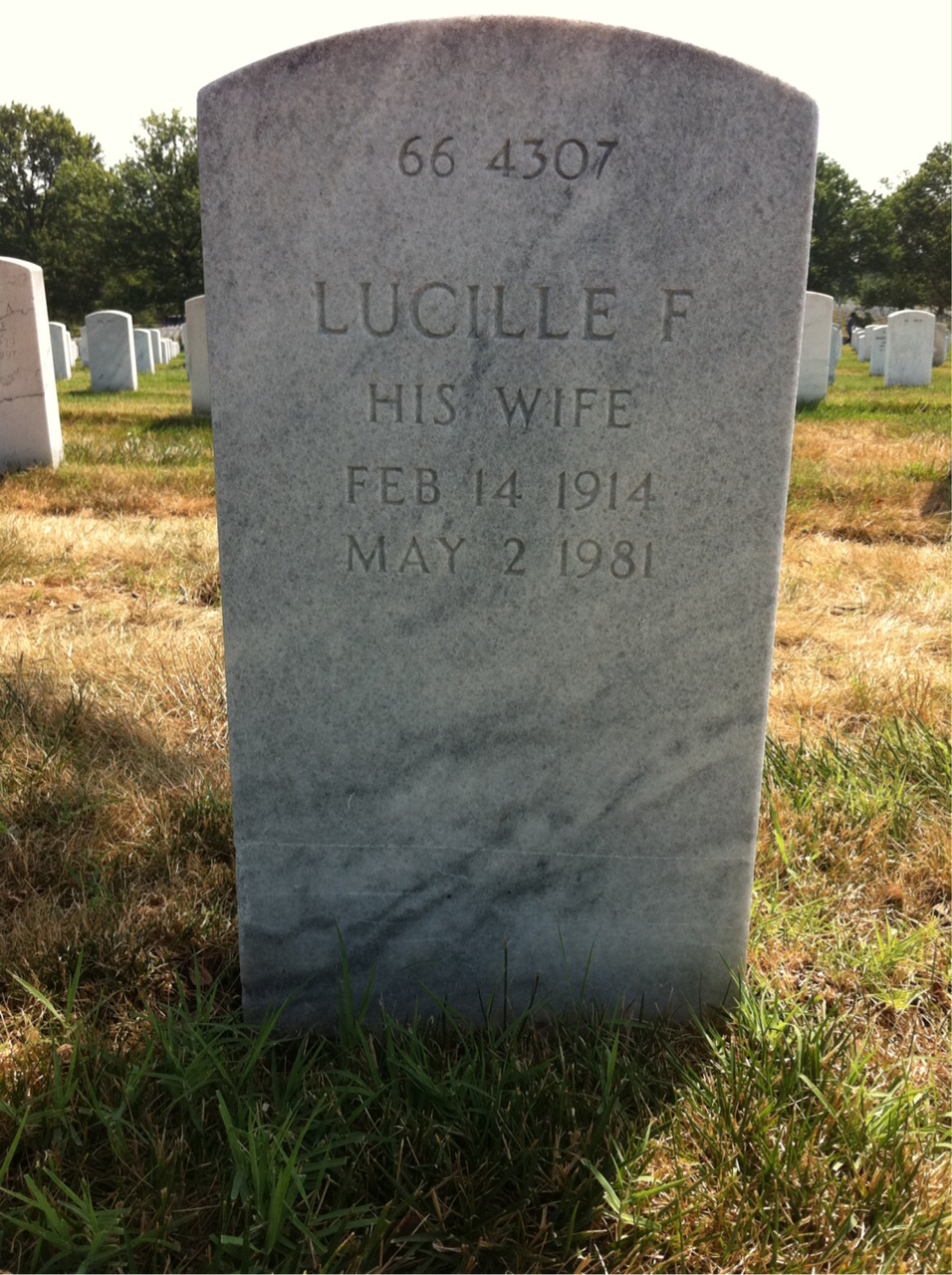 Back of headstone — Lucille Antenucci