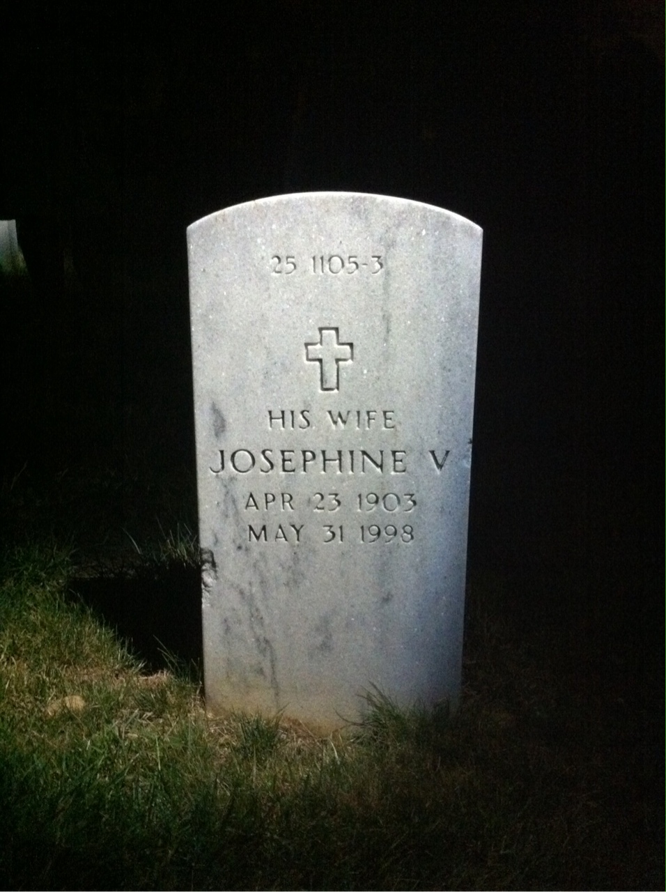 Back of headstone — Josephine Baron