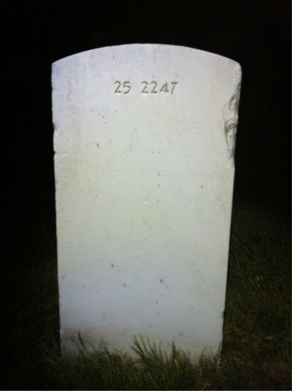 Back of headstone — William A Smith