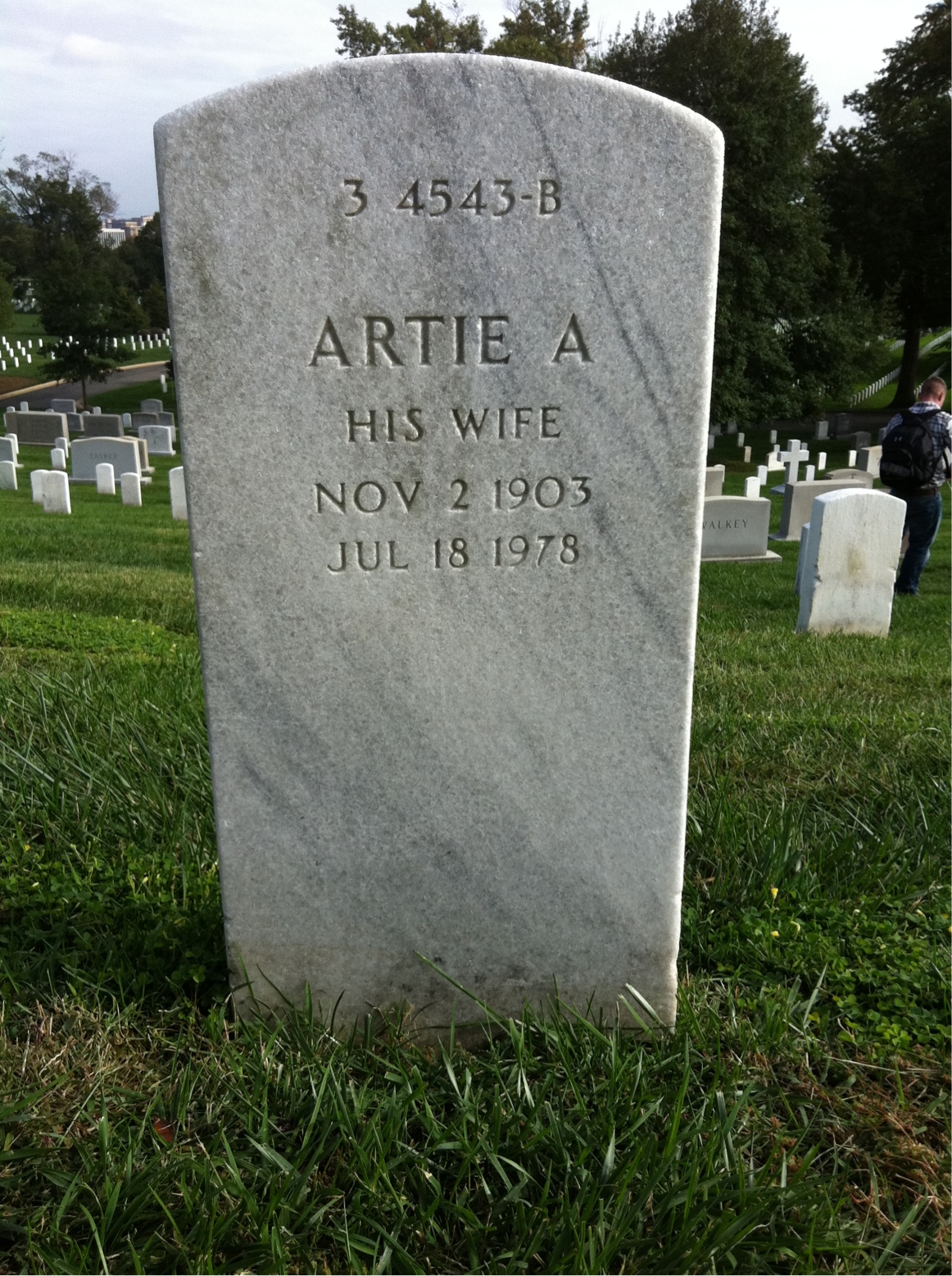 Back of headstone — Artie Affleck