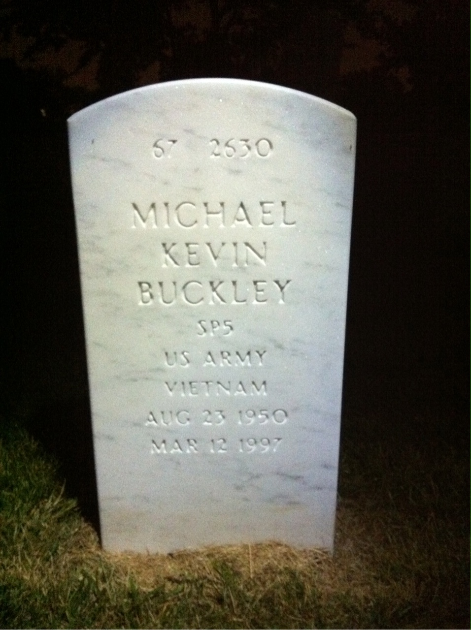 Back of headstone — Timothy C Buckley