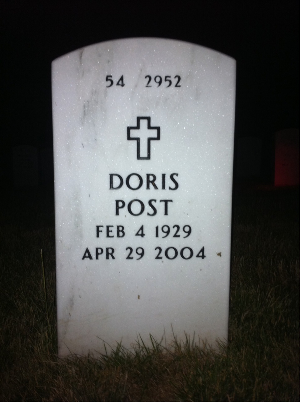 Back of headstone — John Post