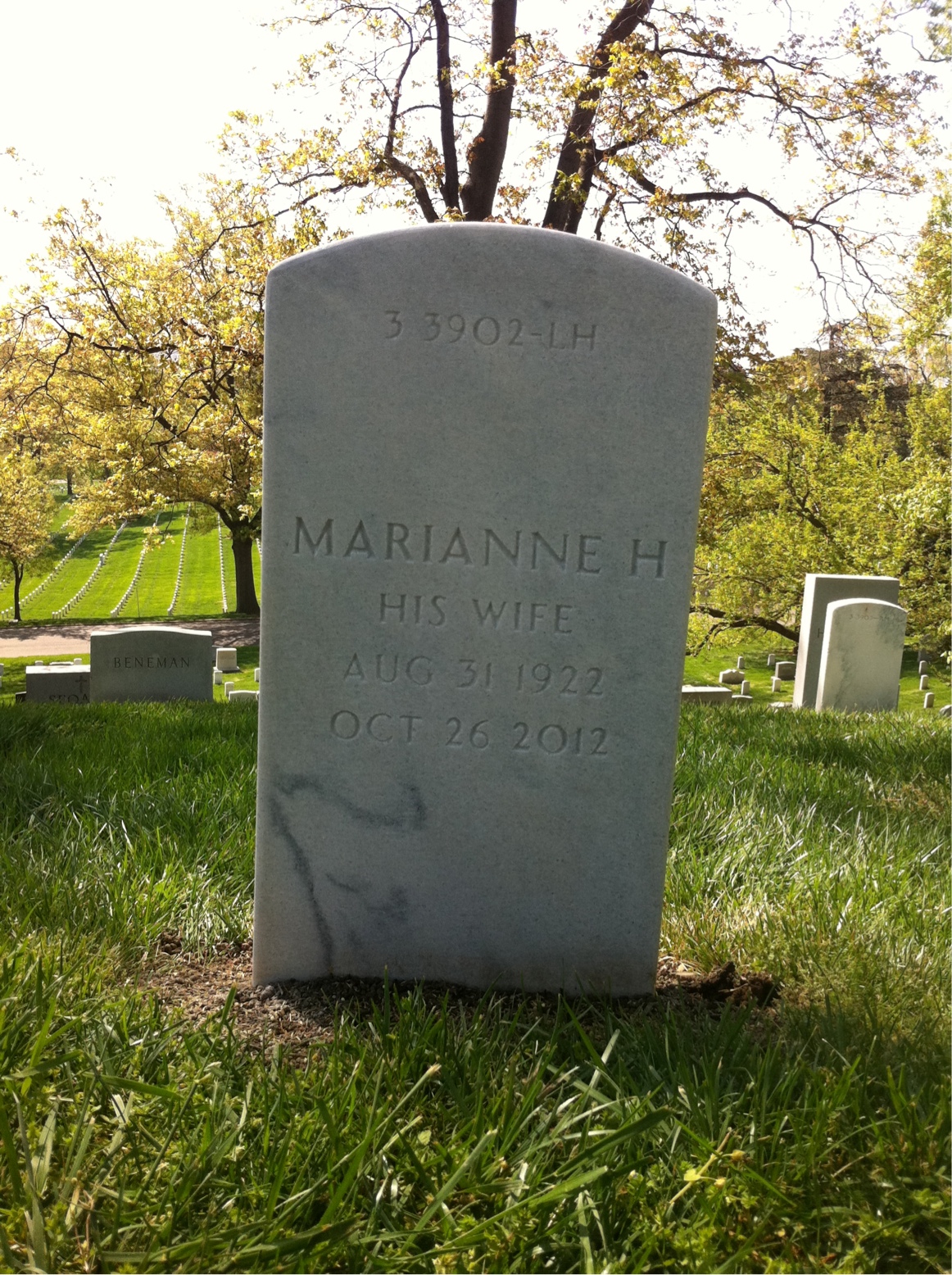Back of headstone — Harold Aaron