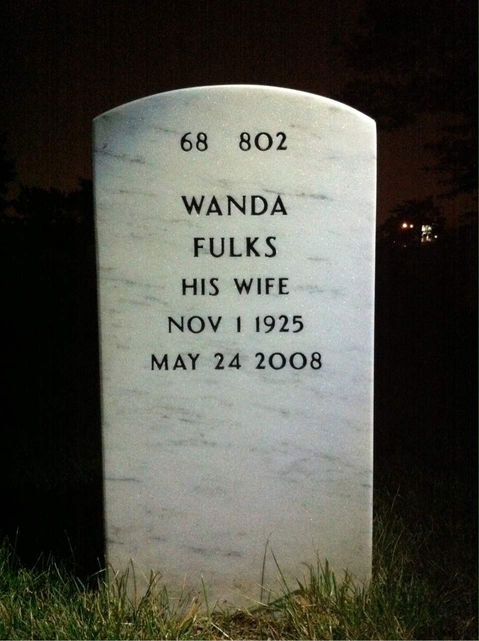 Back of headstone — Raymond Warner