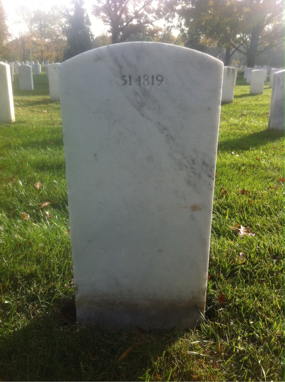 Back of headstone — John Melvin