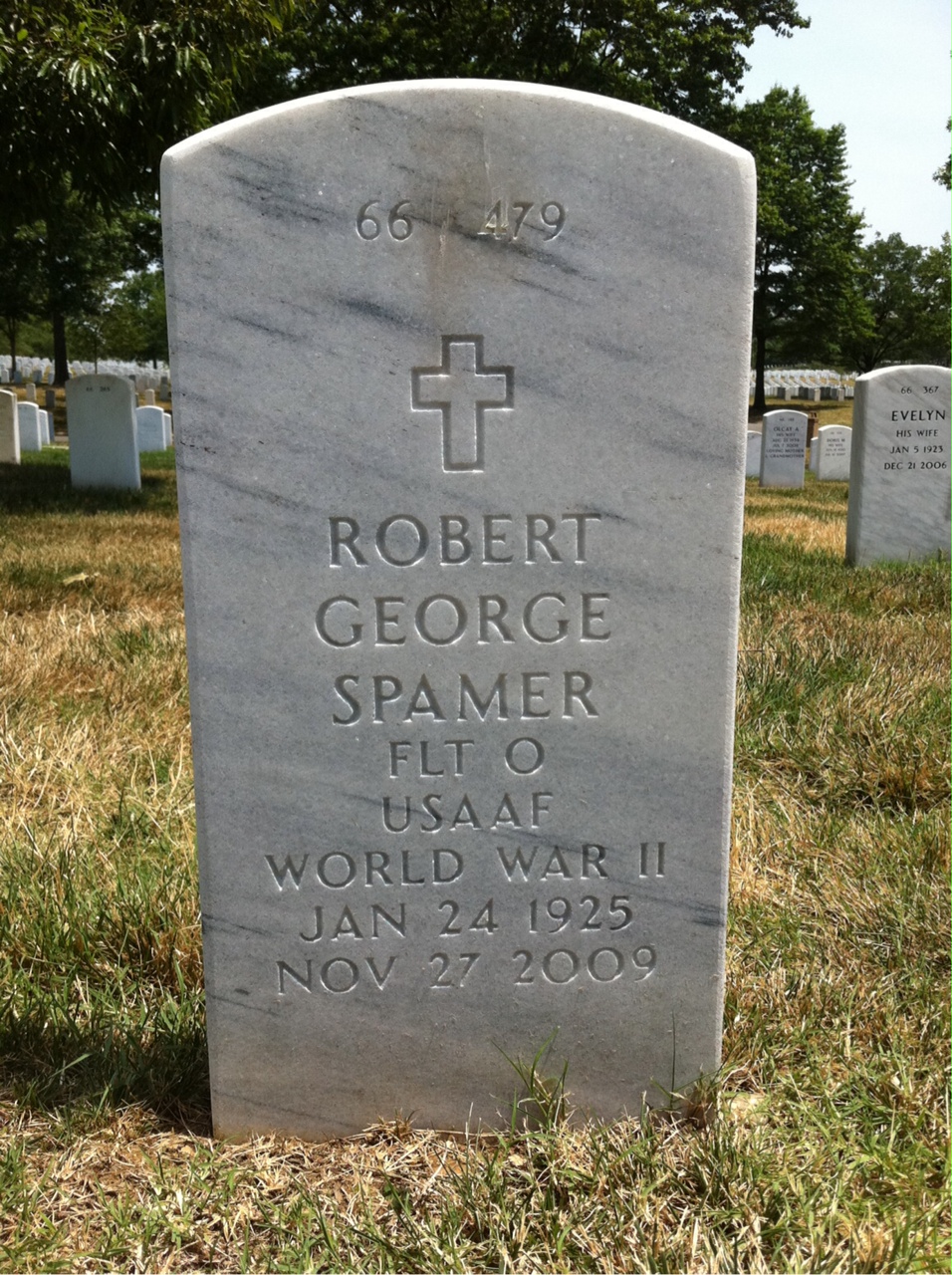 Back of headstone — Robert Spamer
