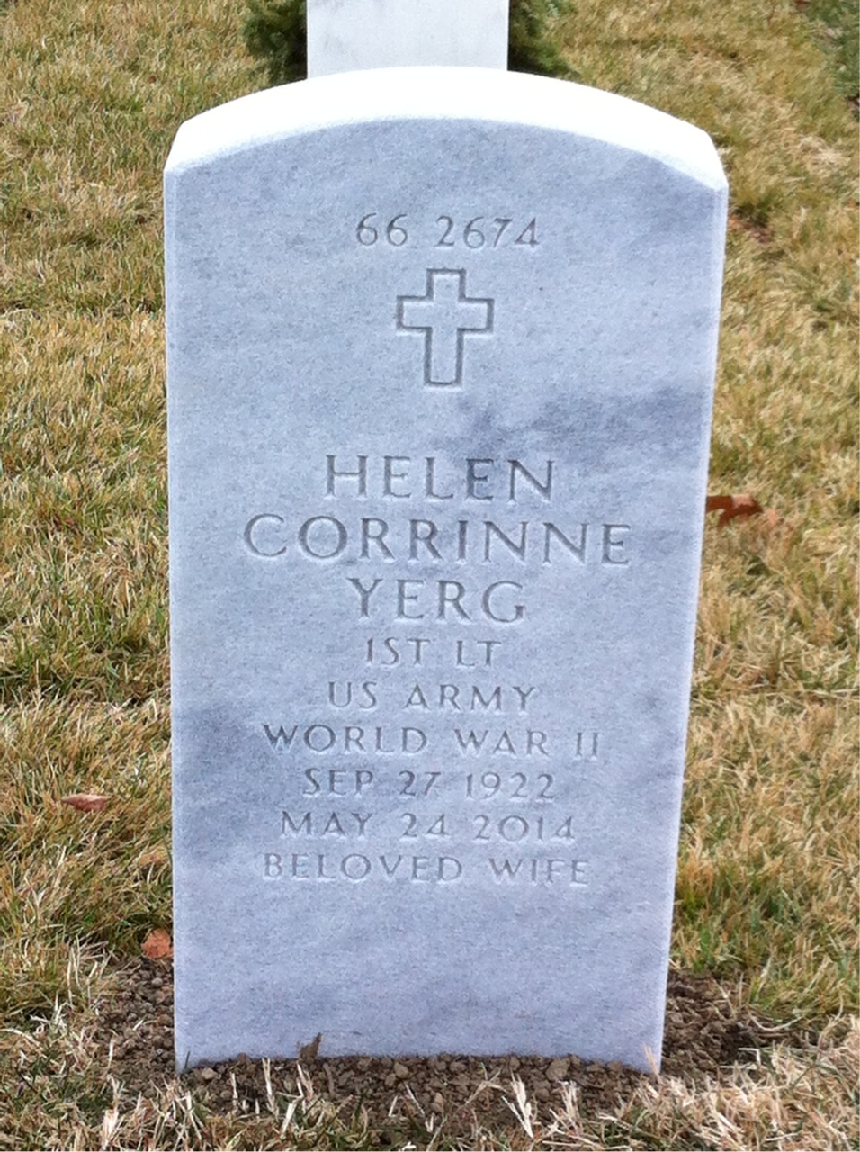 Back of headstone — Raymond Yerg