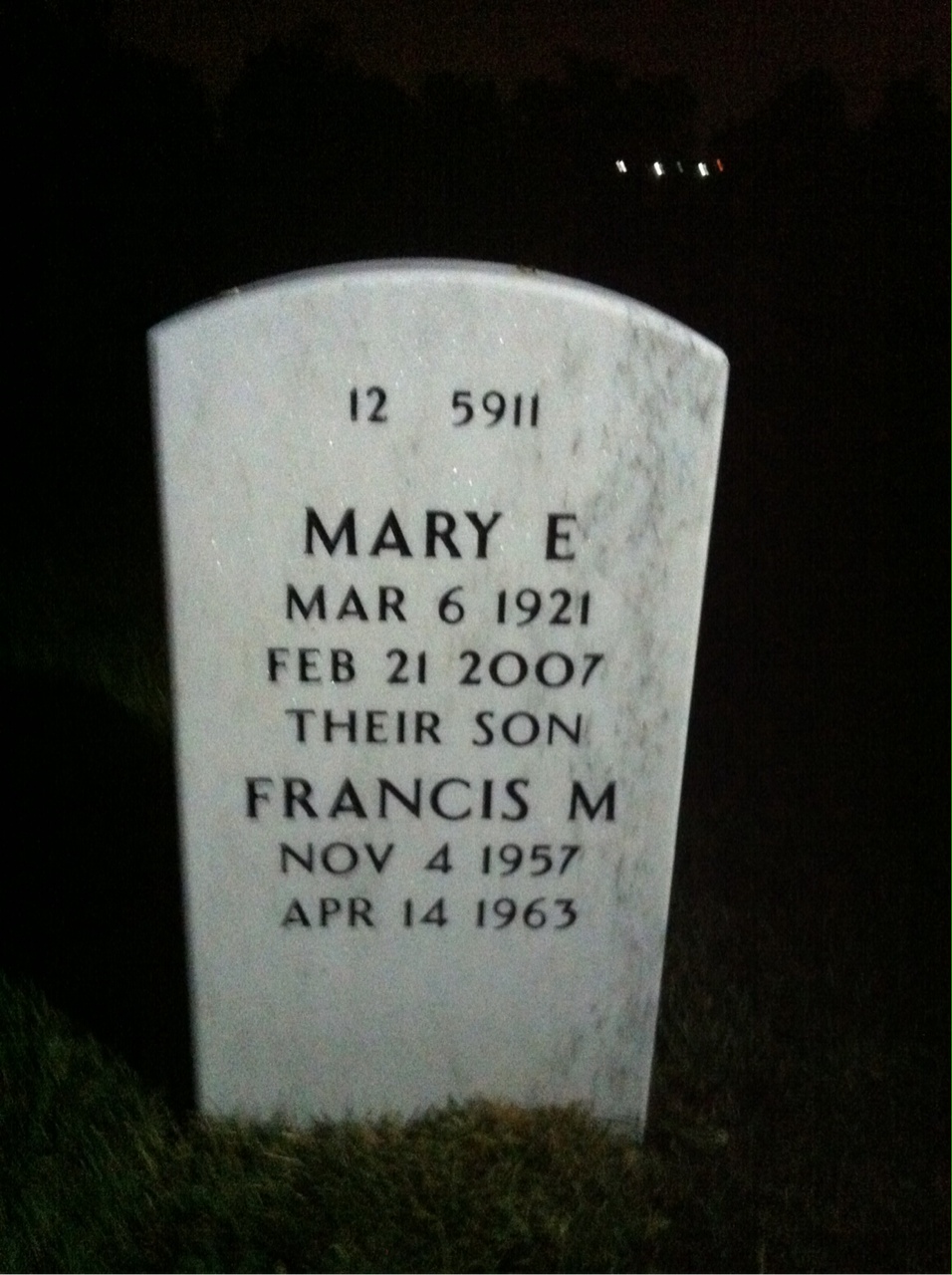 Back of headstone — Thomas Crane