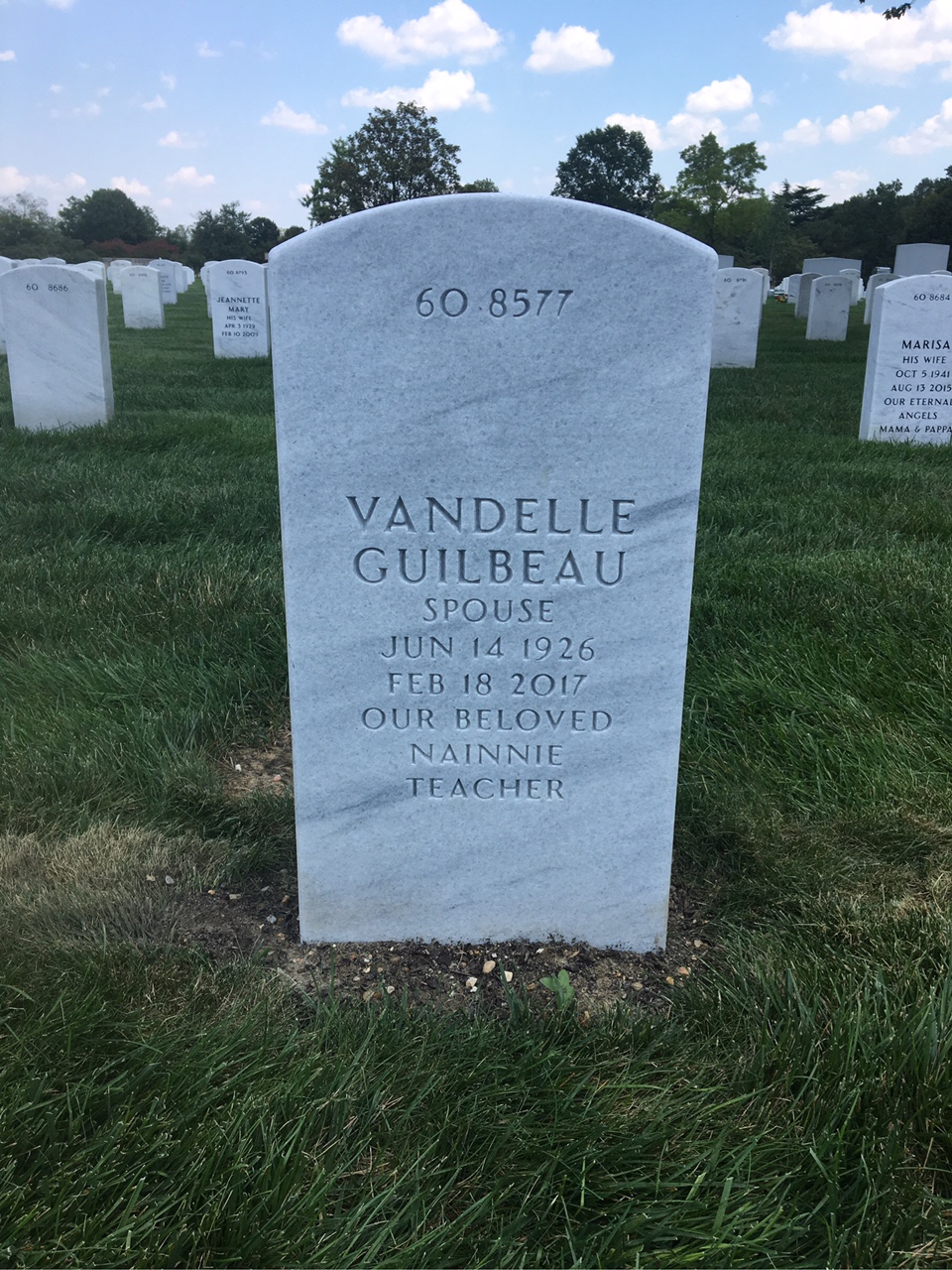 Back of headstone — Burney Latiolais