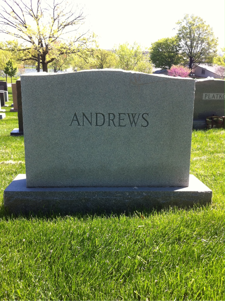 Back of headstone — James Andrews