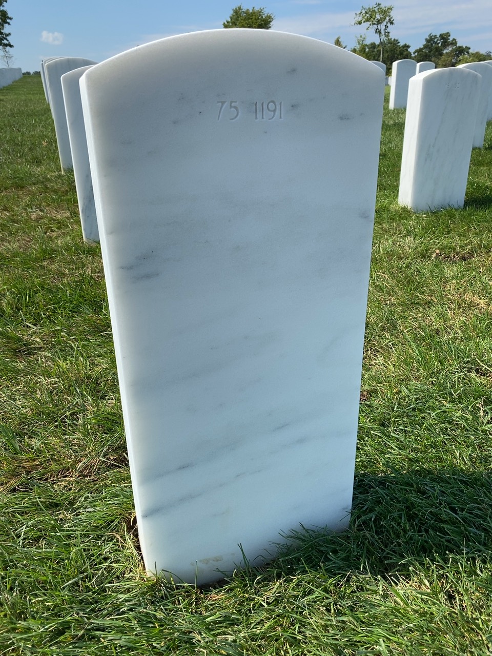 Back of headstone — Warren Daniel Kalas
