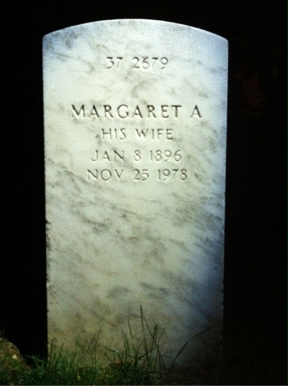 Back of headstone — Margaret Bailey