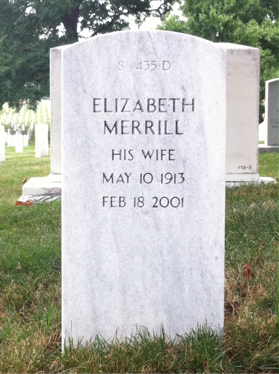Back of headstone — James D Stewart