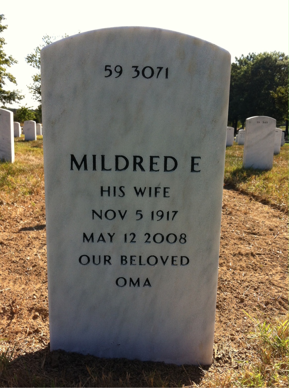 Back of headstone — Henry Matzen