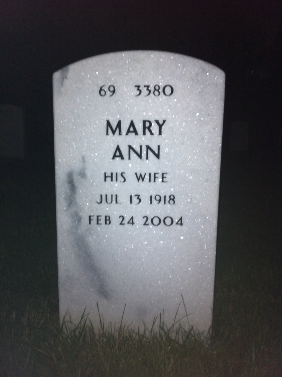Back of headstone — Carol Sumner