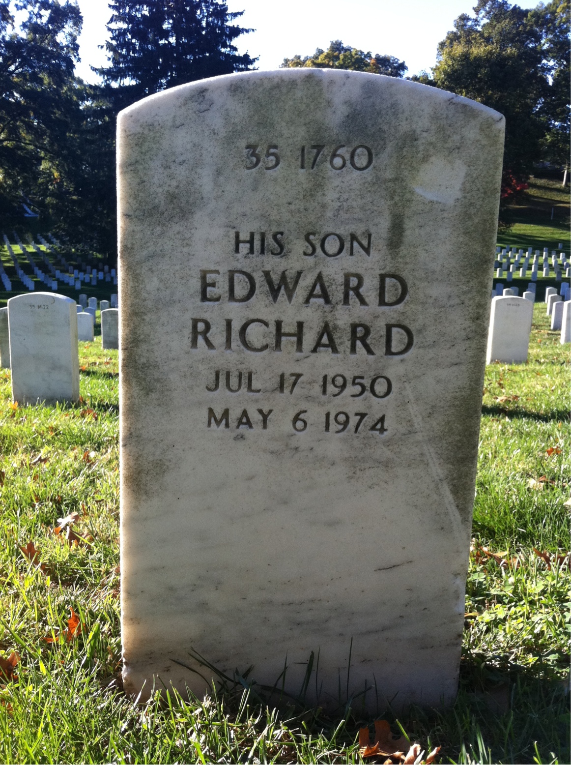 Back of headstone — Edward Murray
