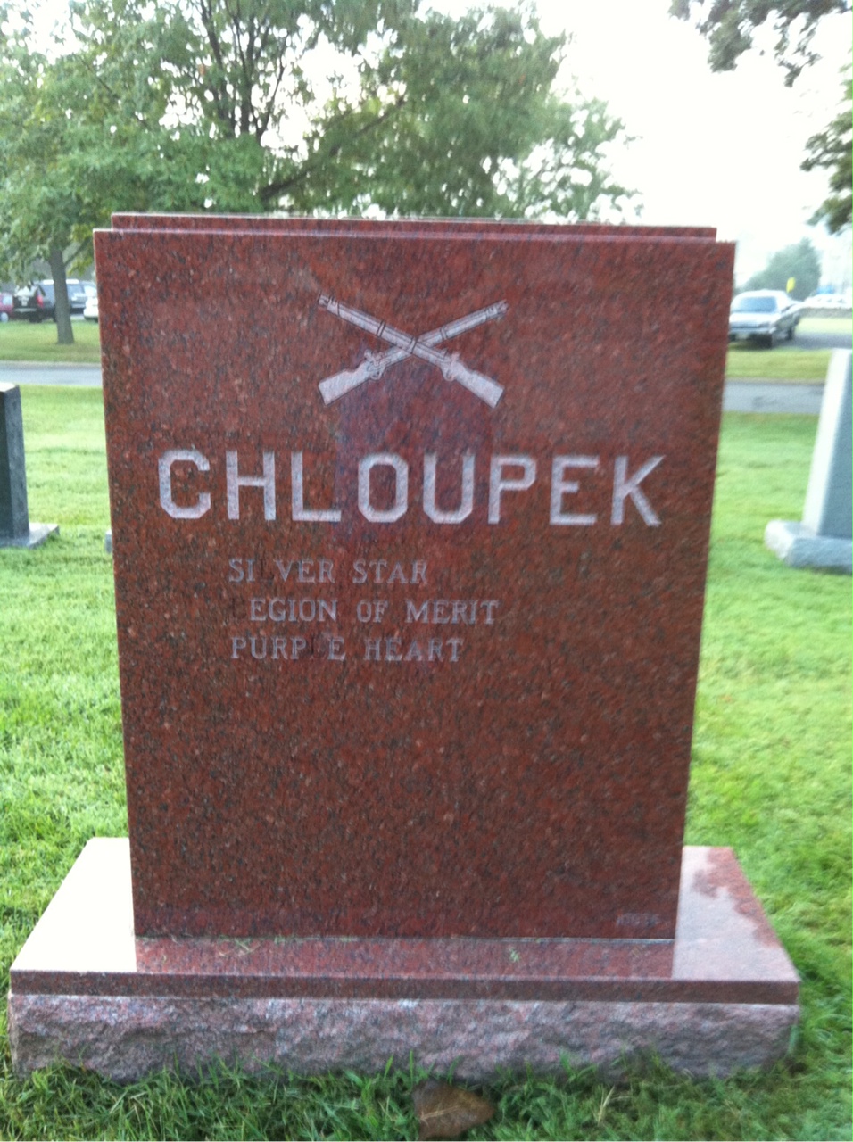 Back of headstone — Laurence Chloupek