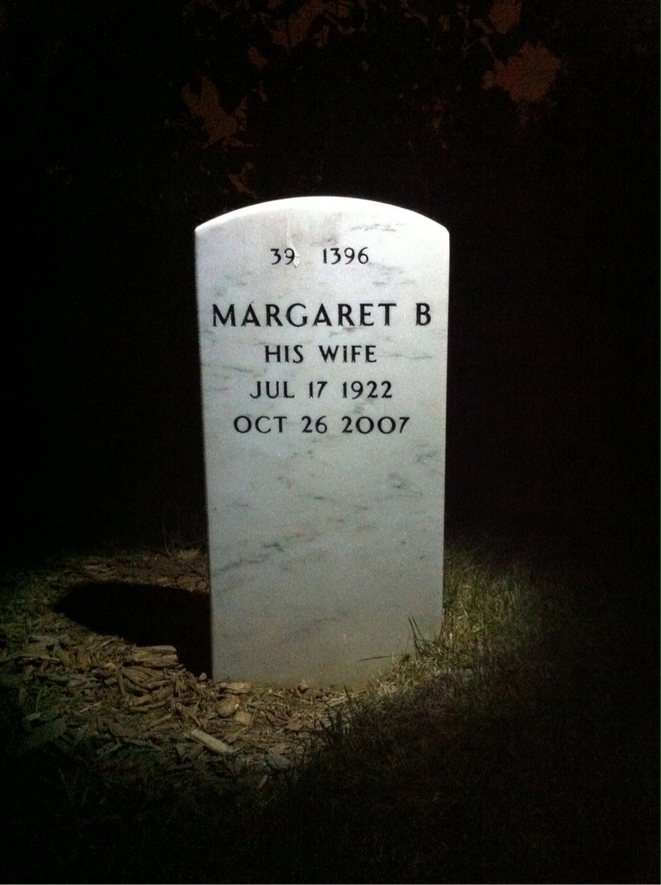 Back of headstone — William Garretson