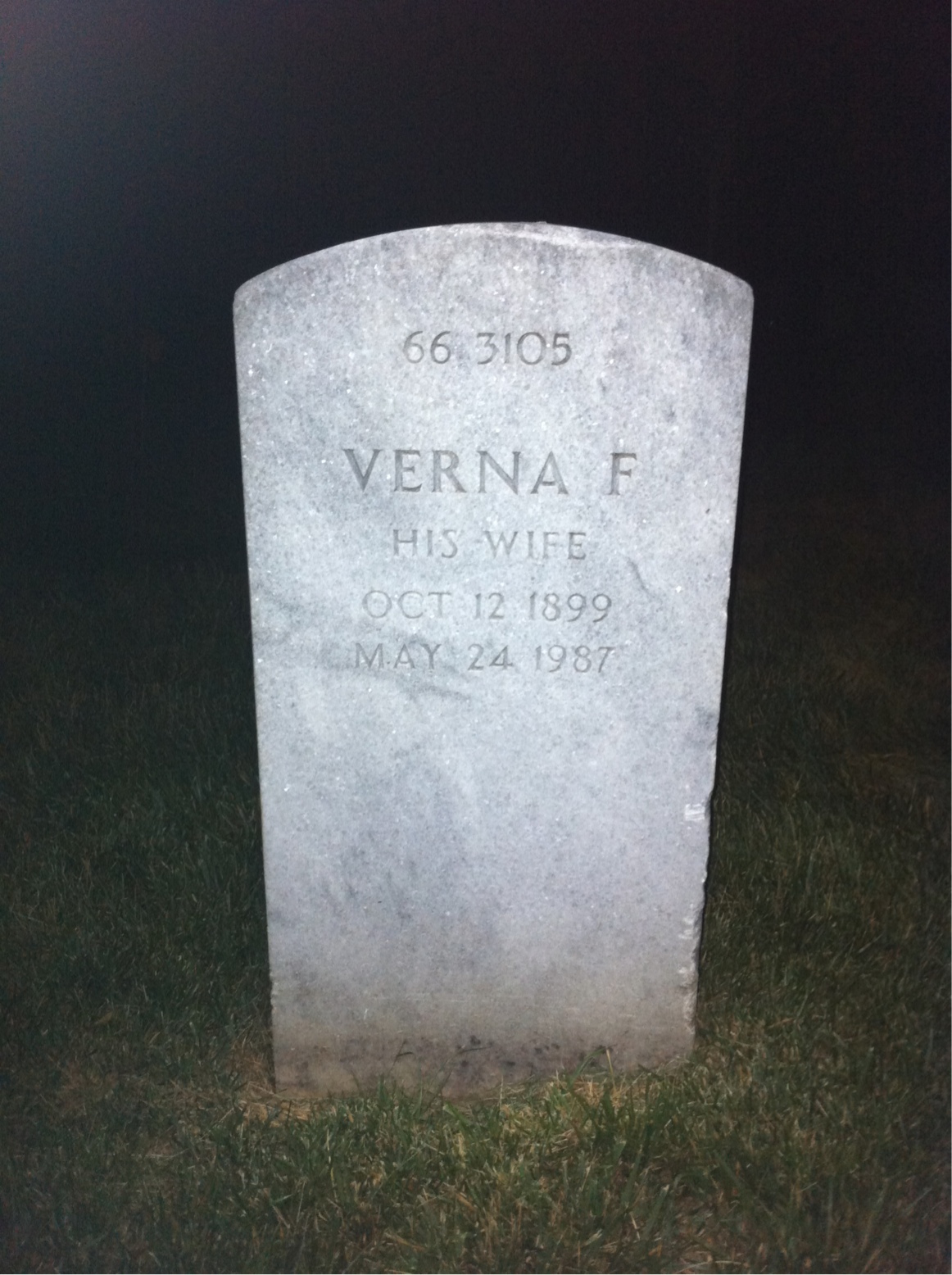 Back of headstone — Verna Morgan