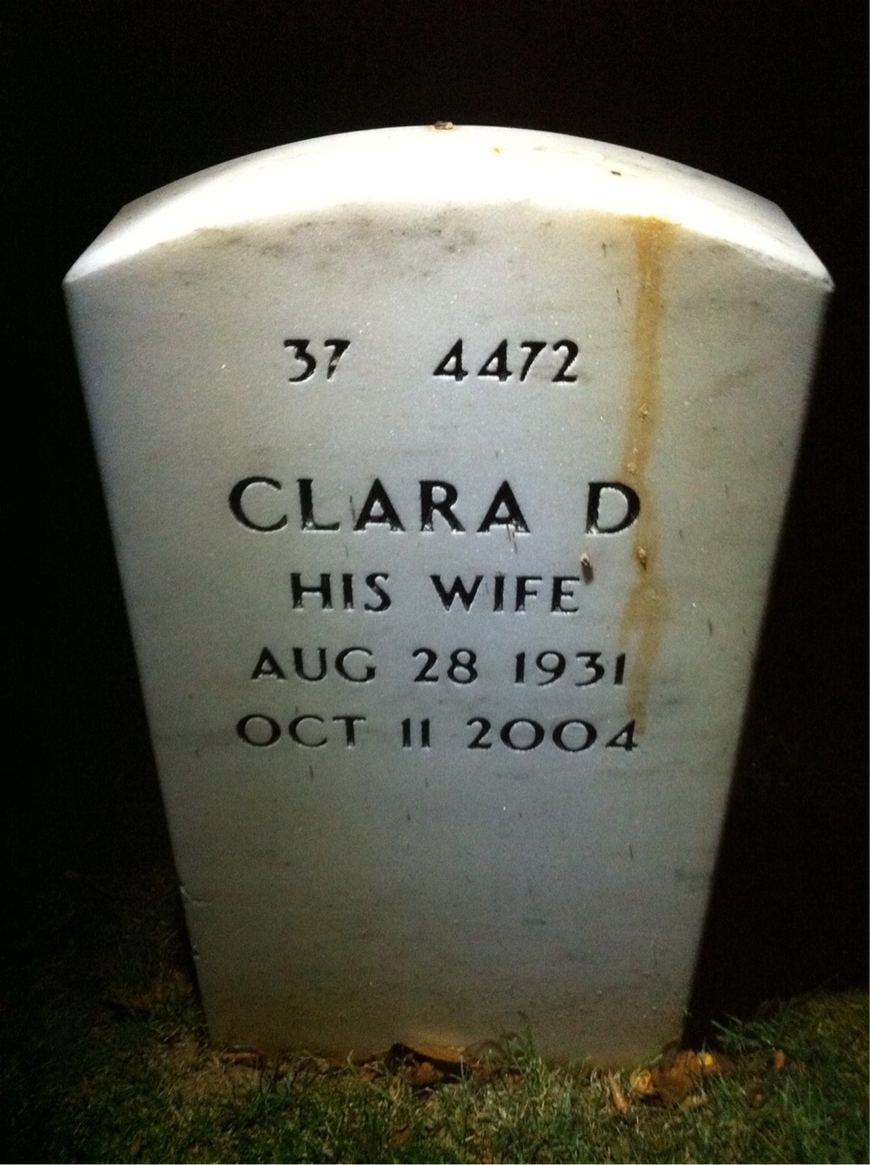 Back of headstone — Ernest Ramsey