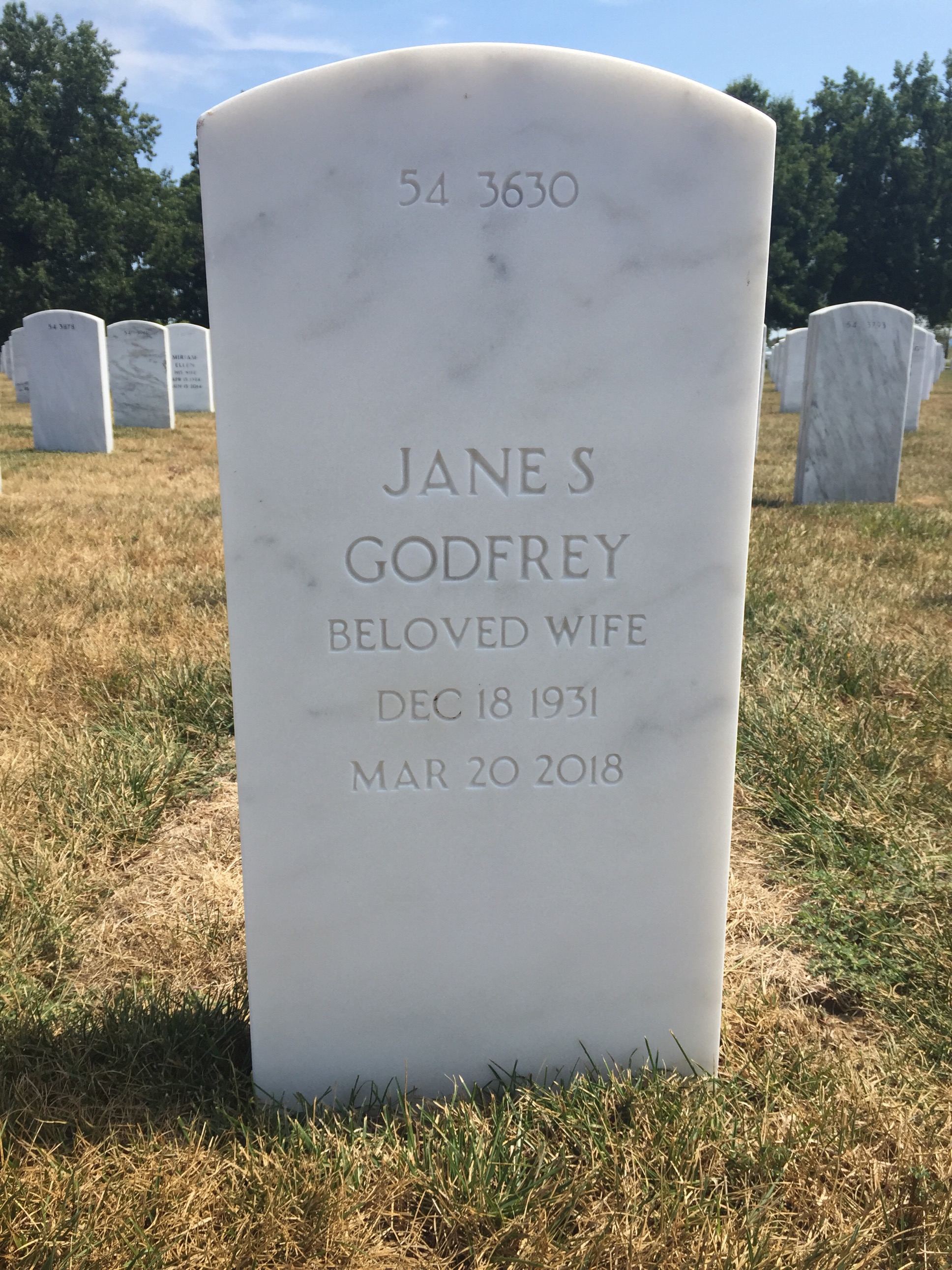 Back of headstone — Paul Godfrey