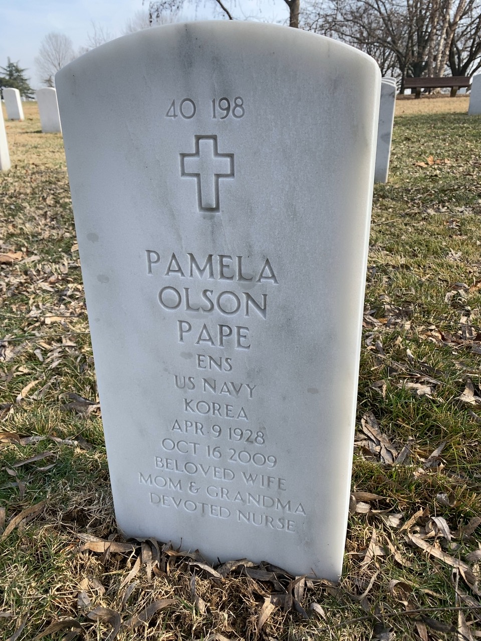 Back of headstone — Pamela Pape