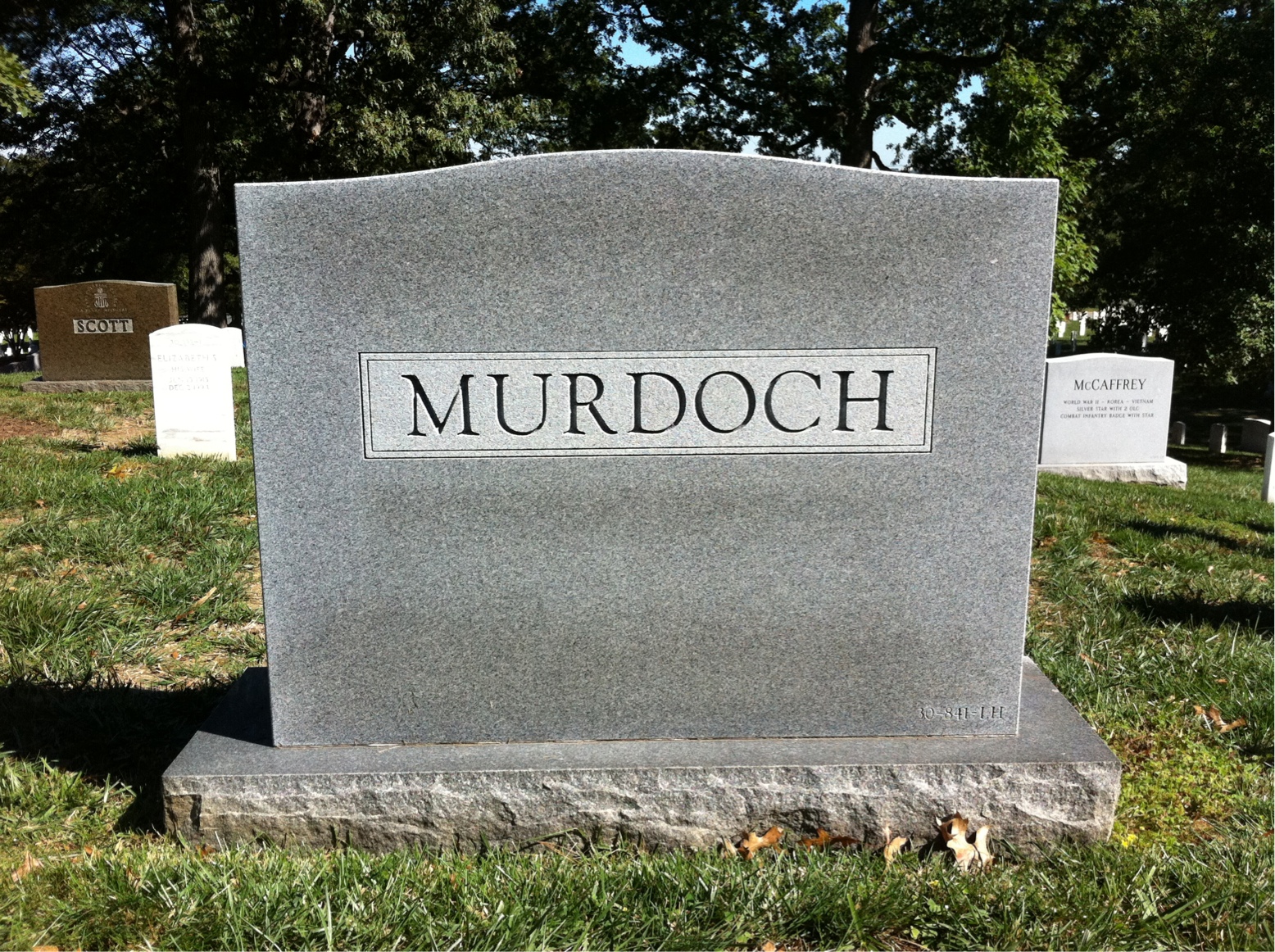 Back of headstone — William Murdoch