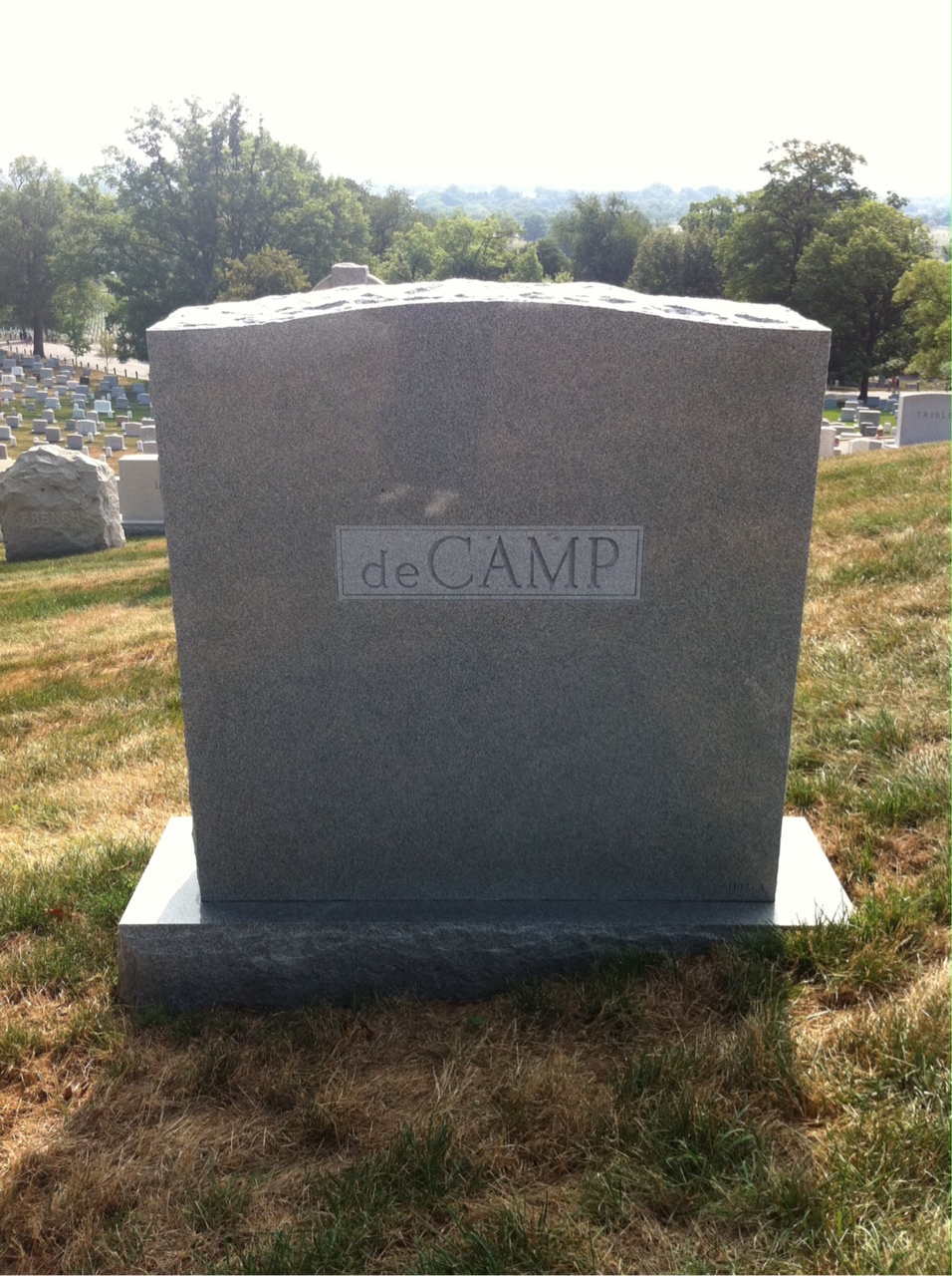 Back of headstone — William Decamp