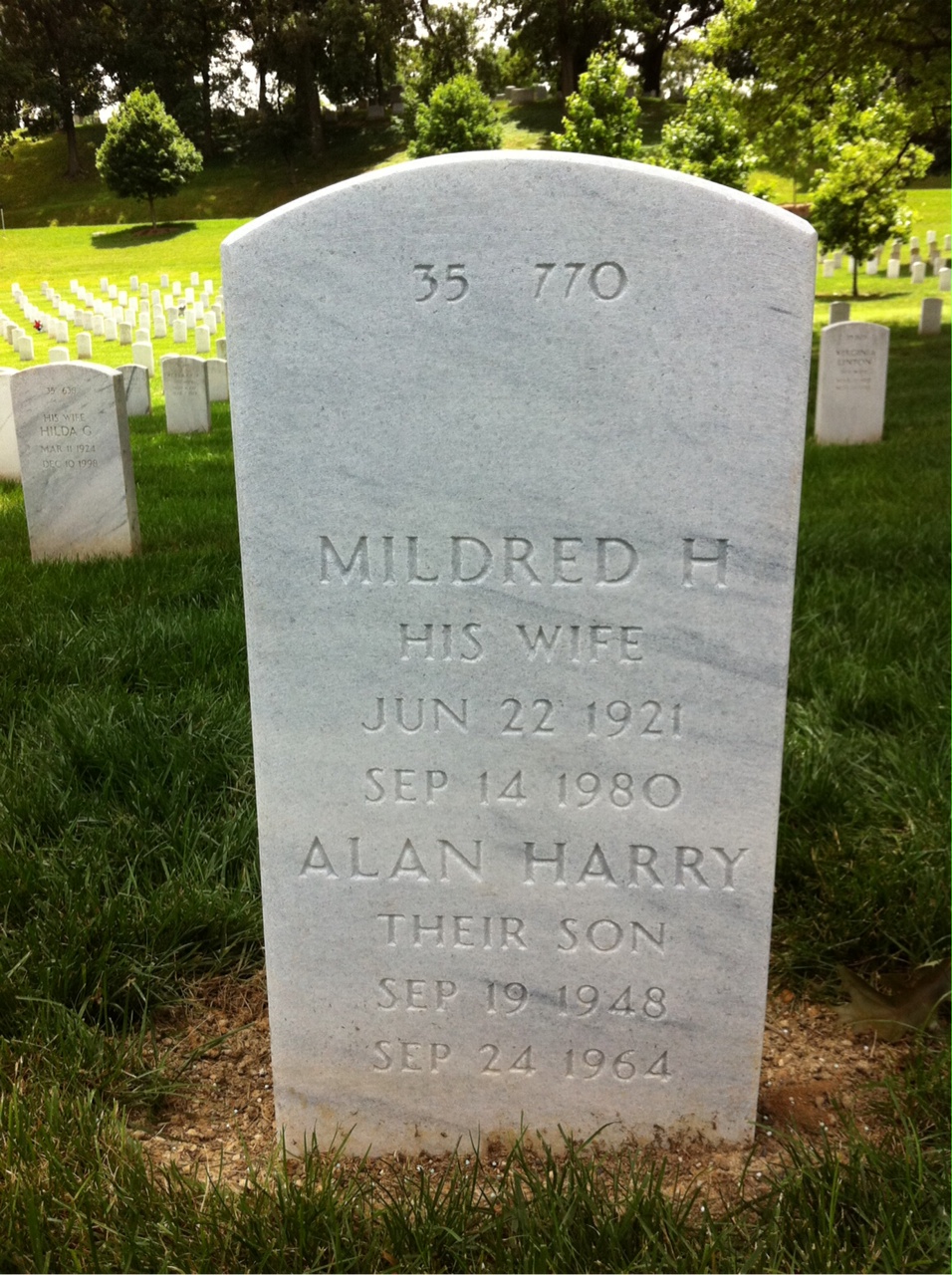 Back of headstone — Luther Arnold
